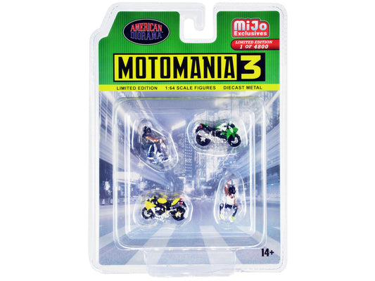 "Motomania 3" 4 piece Diecast Set (2 Figures and 2 Motorcycles) Limited Edition to 4800 pieces Worldwide for 1/64 Scale Models by American Diorama LuxuryLifeWay Online Store
