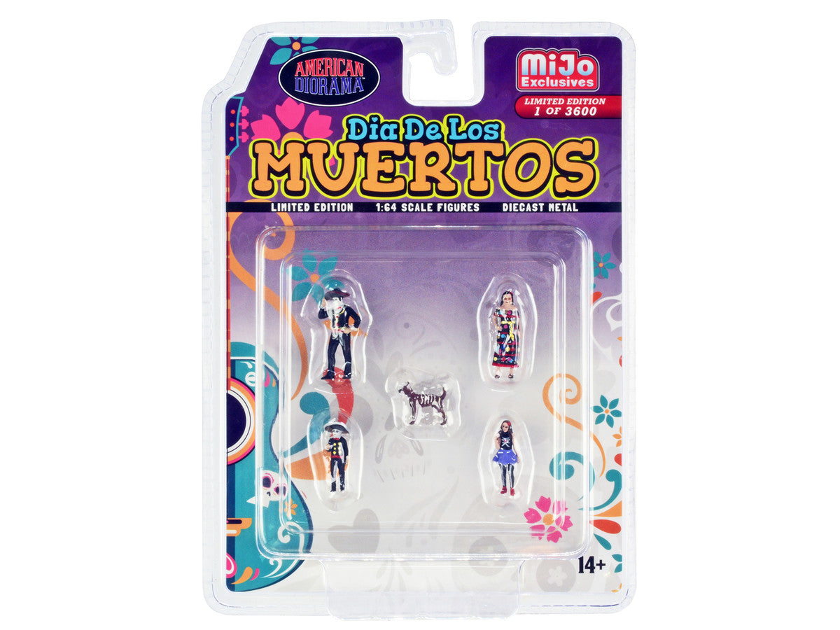 "Dia de los Muertos" 5 piece Diecast Set (2 Adults 2 Children 1 Dog Figures) Limited Edition to 3600 pieces Worldwide for 1/64 Scale Models by American Diorama LuxuryLifeWay Online Store