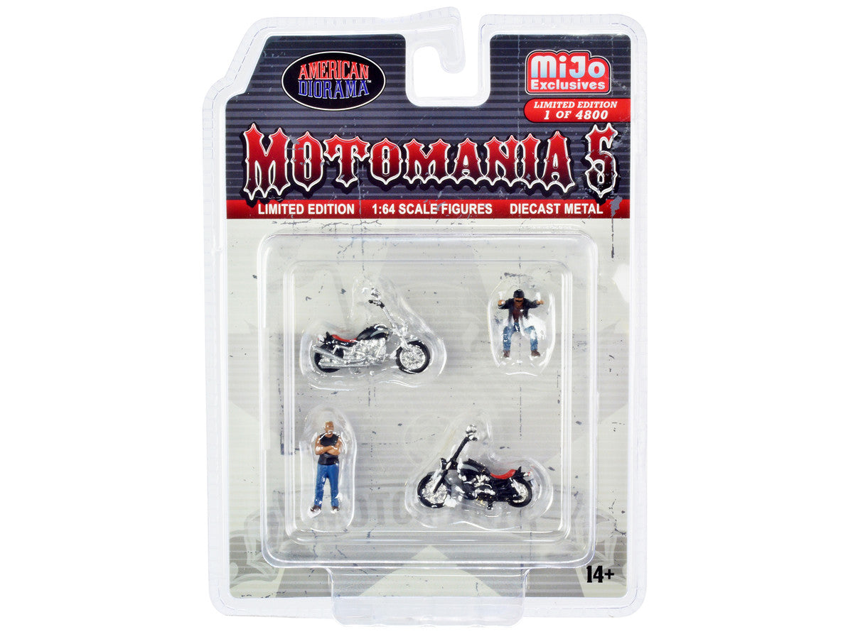 "Motomania 5" 4 piece Diecast Set (2 Figures and 2 Motorcycles) Limited Edition to 4800 pieces Worldwide for 1/64 Scale Models by American Diorama LuxuryLifeWay Online Store