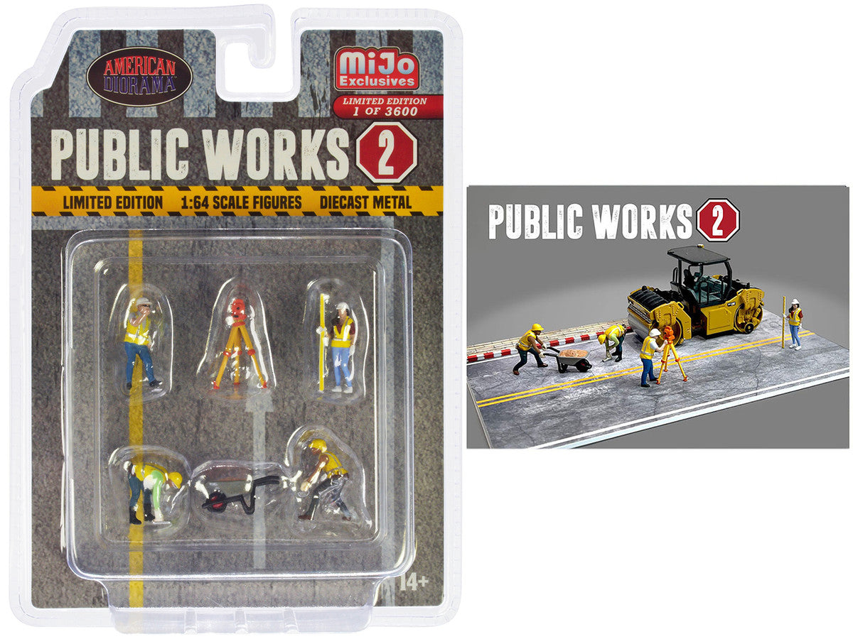 "Public Works 2" 6 piece Diecast Figure Set (4 Figures 1 camera 1 wheelbarrow) Limited Edition to 3600 pieces Worldwide for 1/64 scale models by American Diorama LuxuryLifeWay Online Store