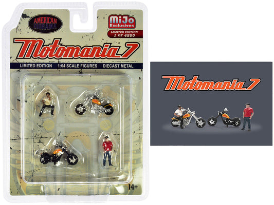"Motomania 7" 4 piece Diecast Figure Set (2 Figures 2 Motorcycles) Limited Edition to 4800 pieces Worldwide for 1/64 scale models by American Diorama LuxuryLifeWay Online Store