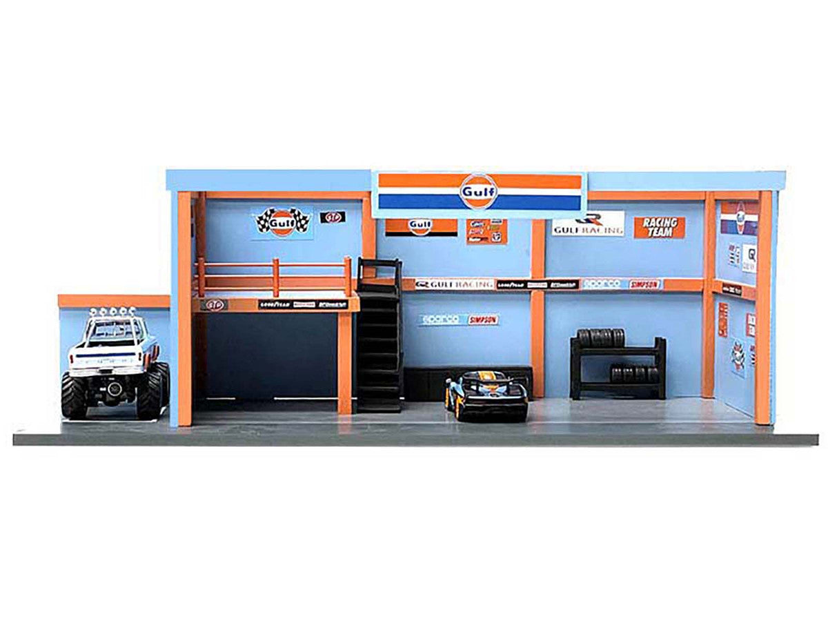 "Garage Diorama Gulf Oil" Diorama with Decals for 1/64 Scale Models by American Diorama LuxuryLifeWay Online Store