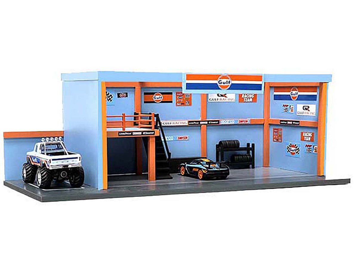 "Garage Diorama Gulf Oil" Diorama with Decals for 1/64 Scale Models by American Diorama LuxuryLifeWay Online Store