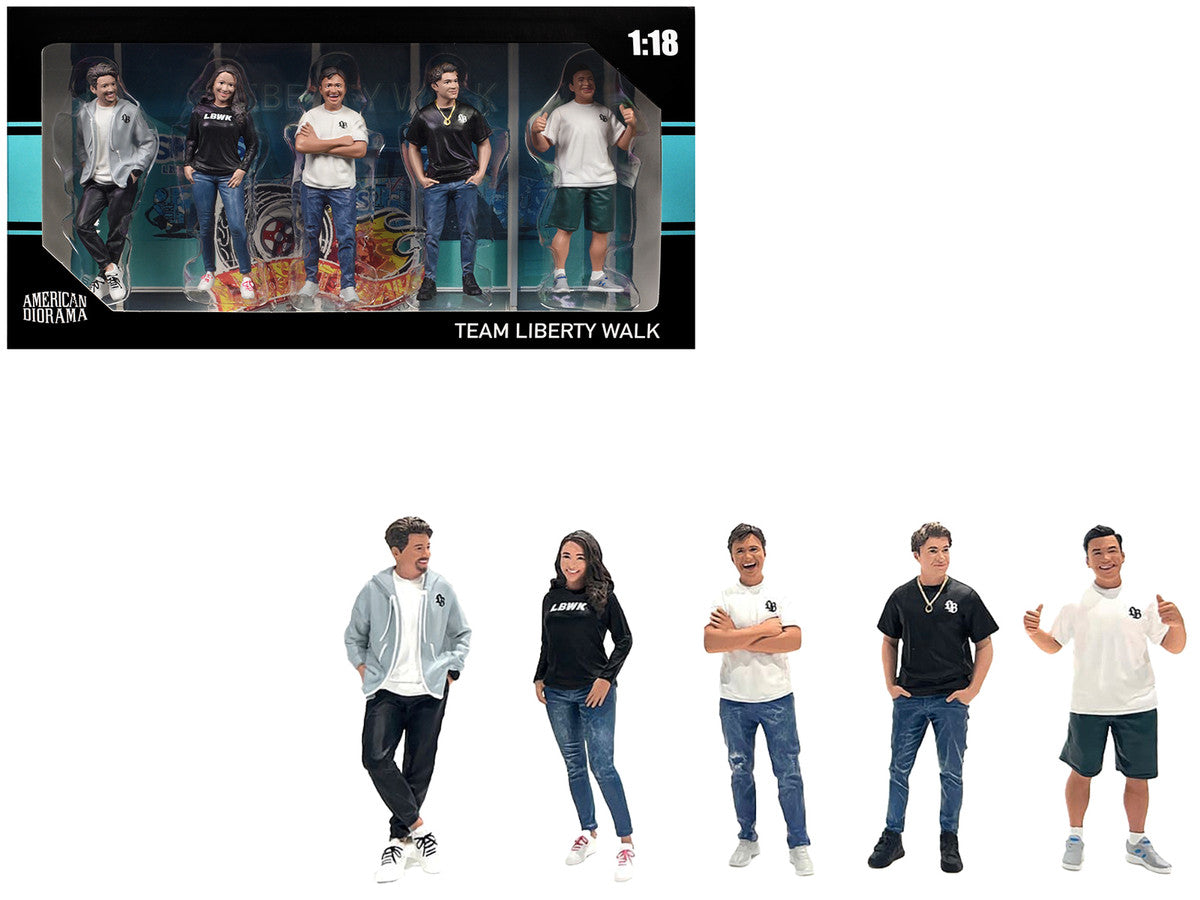 "Team Liberty Walk" 5 piece Figure Set for 1/18 Scale Models by American Diorama LuxuryLifeWay Online Store
