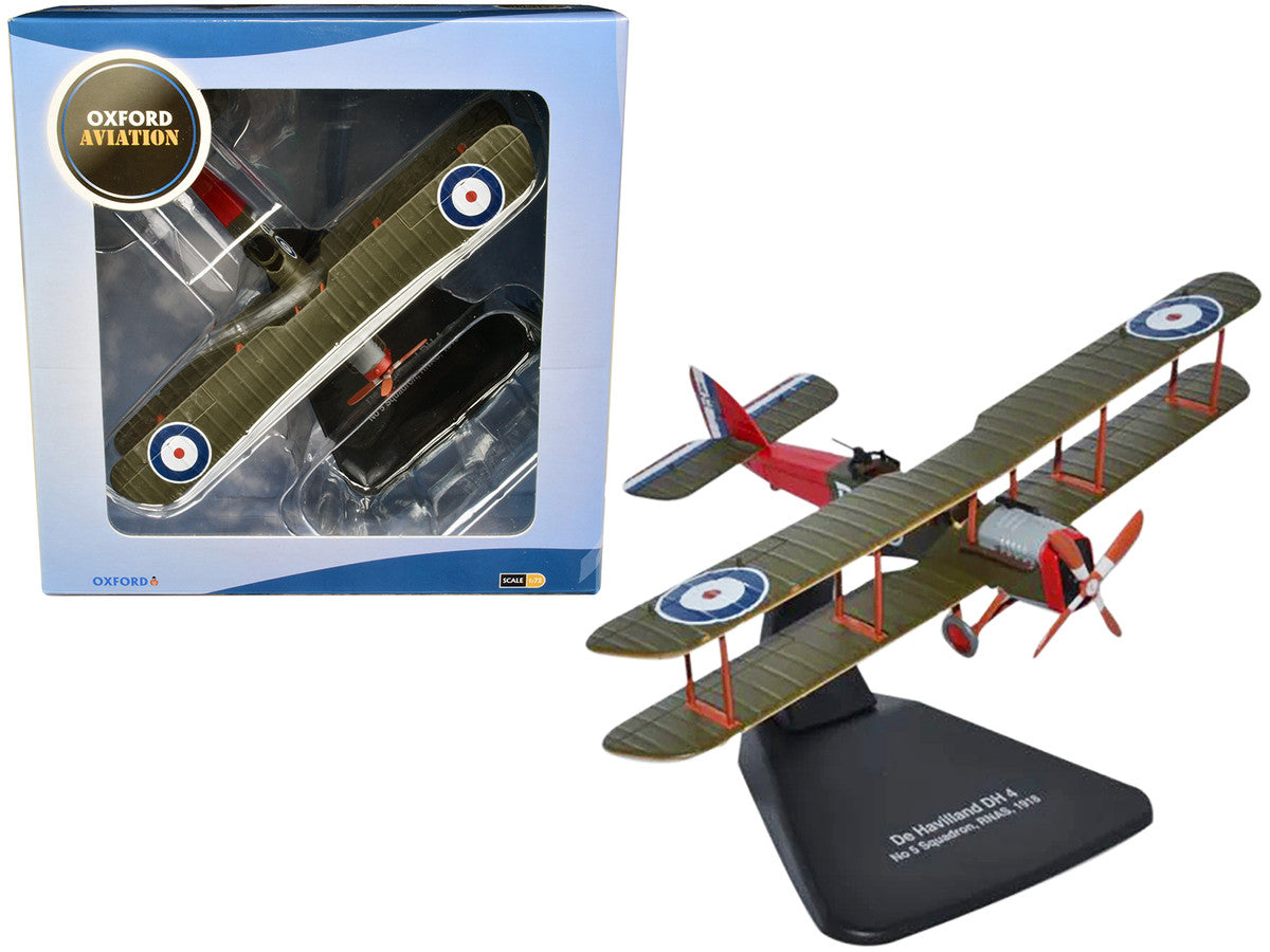 De Havilland DH4 Bomber Plane "5 Squadron Royal Naval Air Service" (1918) "Oxford Aviation" Series 1/72 Diecast Model Airplane by Oxford Diecast LuxuryLifeWay Online Store