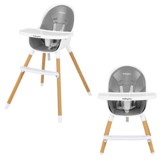 4-in-1 Convertible Baby High Chair Infant Feeding Chair with Adjustable Tray-Gray LuxuryLifeWay Online Store
