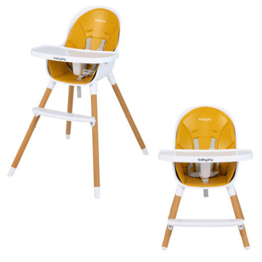 4-in-1 Convertible Baby High Chair Infant Feeding Chair with Adjustable Tray-Gray LuxuryLifeWay Online Store