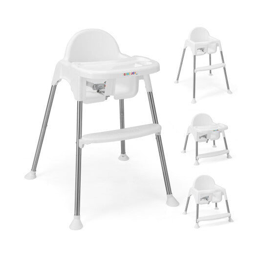 4-in-1 Convertible Baby High Chair with Removable Double Tray-White - Color: White LuxuryLifeWay Online Store
