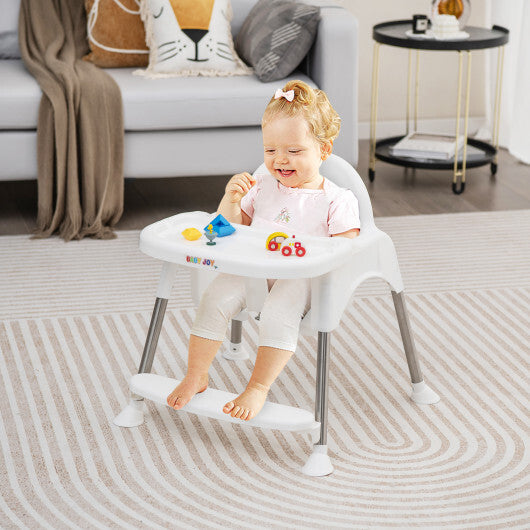 4-in-1 Convertible Baby High Chair with Removable Double Tray-White - Color: White LuxuryLifeWay Online Store