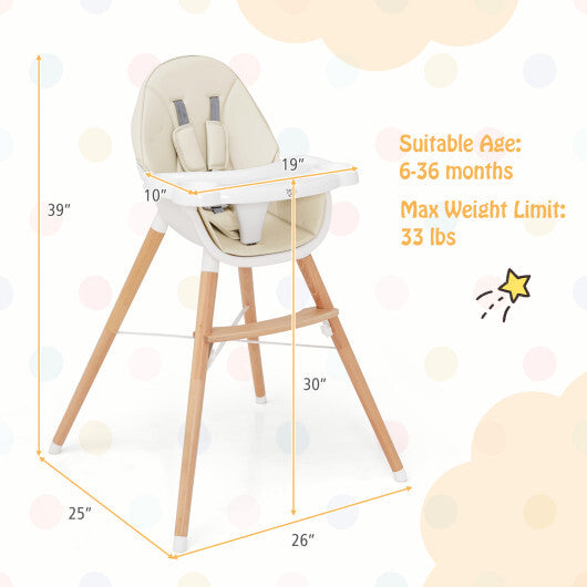 Baby High Chair with Dishwasher Safe Tray-Beige LuxuryLifeWay Online Store