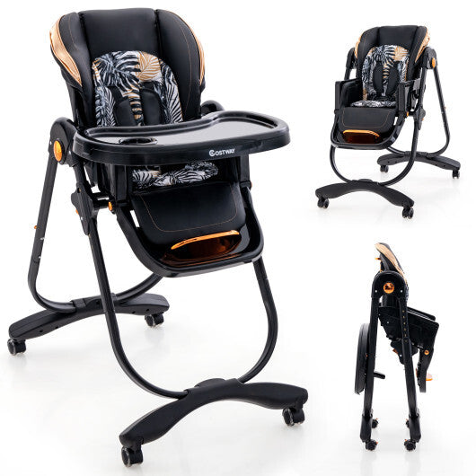 Folding Baby Dining High Chair with Adjustable Height and Recline-Black - Color: Black LuxuryLifeWay Online Store