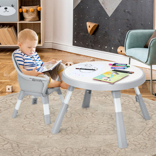 5-in-1 Baby Highchair with Height Adjustable and 2-Tier Tray Storage Busket-Gray LuxuryLifeWay Online Store