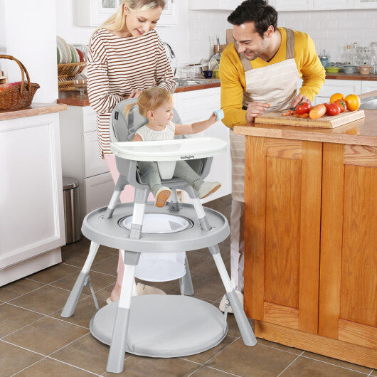5-in-1 Baby Highchair with Height Adjustable and 2-Tier Tray Storage Busket-Gray LuxuryLifeWay Online Store