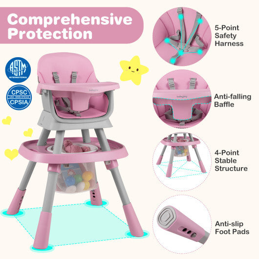 16-in-1 Baby High Chair with Activity Center and Booster Seat for Babies and Toddlers-Pink - Color: Pink LuxuryLifeWay Online Store