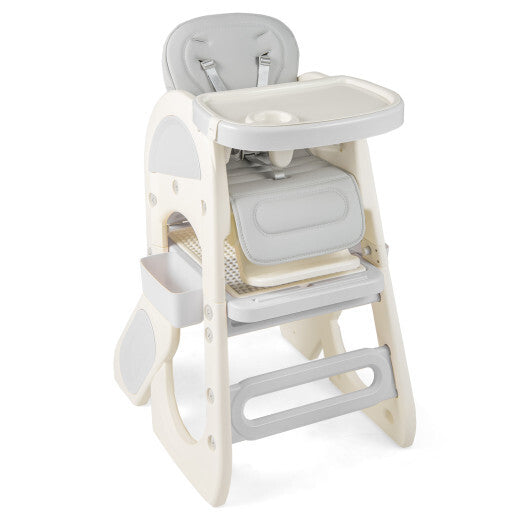 Convertible Baby High Chair with Double-layer Tray and Adjustable Backrest-Pink LuxuryLifeWay Online Store