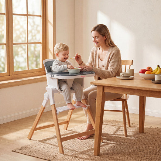 4-in-1 Convertible Baby High Chair with Detachable and Adjustable Tray-Beige