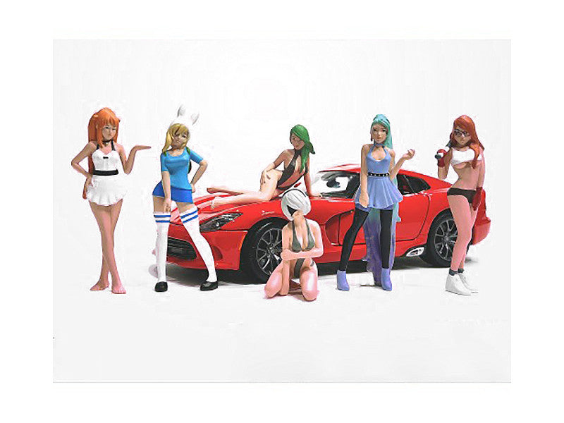 "Cosplay Girls" 6 piece Figure Set for 1/18 Scale Models by American Diorama LuxuryLifeWay Online Store
