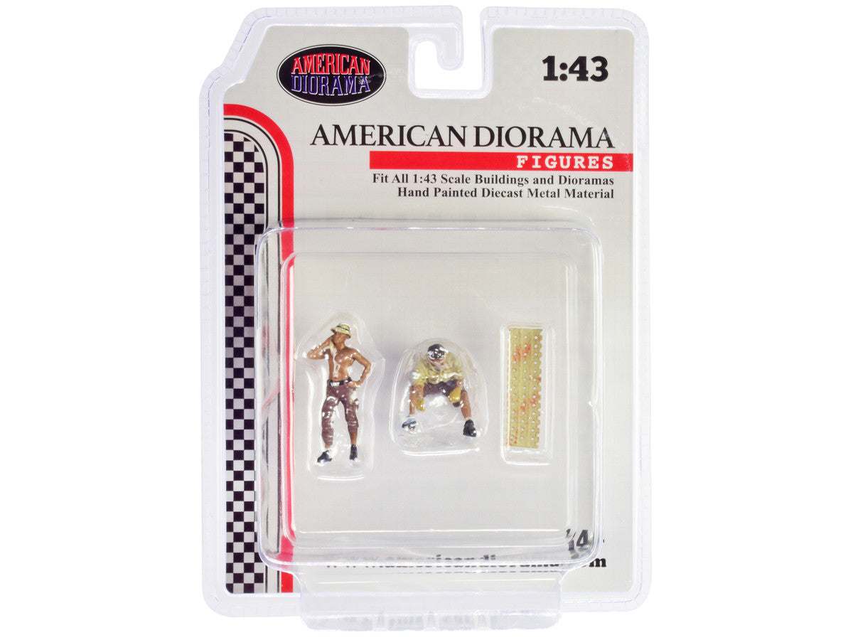 "4X4 Mechanics" 2 Piece Diecast Figure Set 1 for 1/43 Scale Models by American Diorama LuxuryLifeWay Online Store
