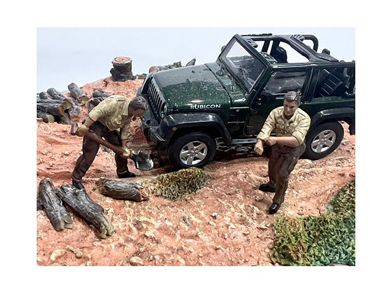 "4X4 Mechanics" 2 Piece Diecast Figure Set 2 for 1/43 Scale Models by American Diorama LuxuryLifeWay Online Store