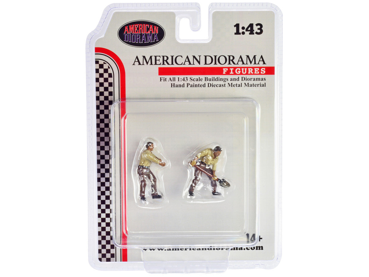 "4X4 Mechanics" 2 Piece Diecast Figure Set 2 for 1/43 Scale Models by American Diorama LuxuryLifeWay Online Store