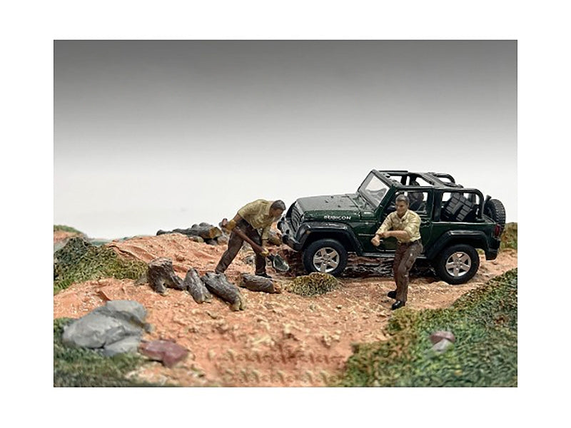 "4X4 Mechanics" 2 Piece Diecast Figure Set 2 for 1/43 Scale Models by American Diorama LuxuryLifeWay Online Store