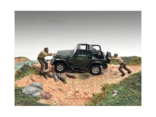 "4X4 Mechanics" 2 Piece Diecast Figure Set 3 for 1/43 Scale Models by American Diorama LuxuryLifeWay Online Store