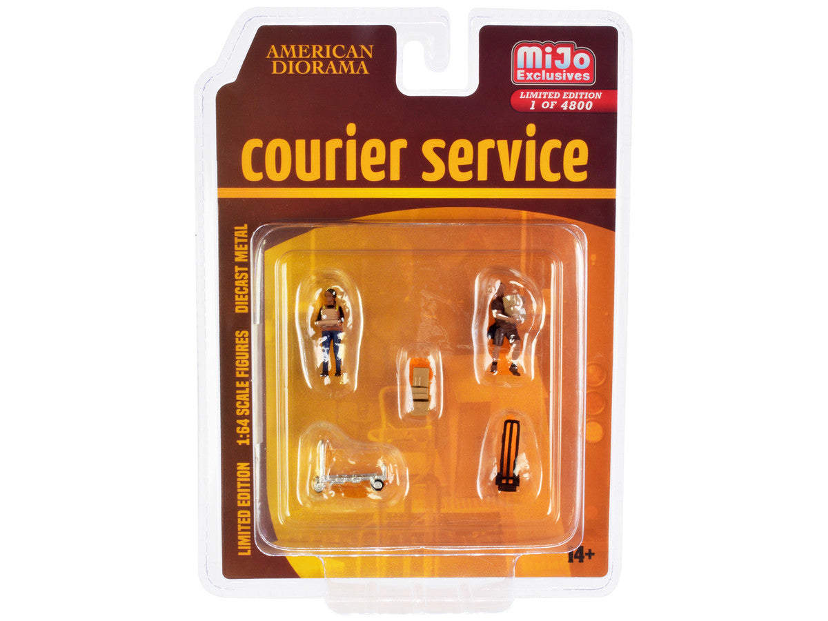 "Courier Service" 5 Piece Diecast Figures Set (2 Worker Figures and 3 accessories) Limited Edition to 4800 pieces Worldwide for 1/64 Scale Models by American Diorama LuxuryLifeWay Online Store