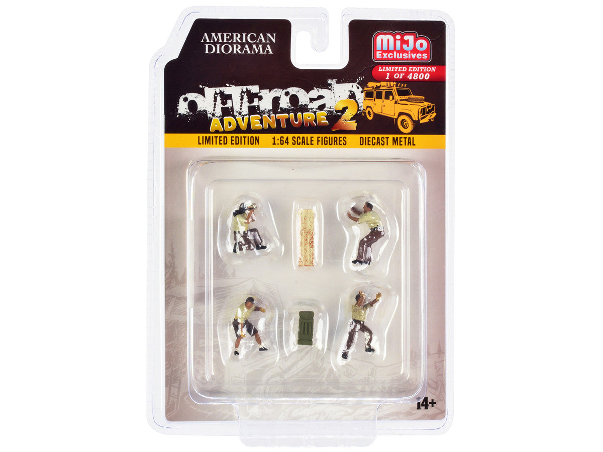 "Off-Road Adventure 2" 6 piece Diecast Set (4 Male Figurines and 2 Accessories) Limited Edition to 4800 pieces Worldwide for 1/64 Scale Models by American Diorama LuxuryLifeWay Online Store
