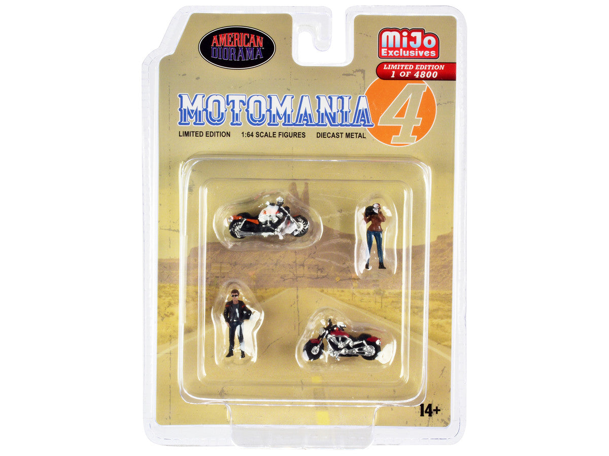 "Motomania 4" 4 piece Diecast Set (2 Figures and 2 Motorcycles) Limited Edition to 4800 pieces Worldwide 1/64 Scale Models by American Diorama LuxuryLifeWay Online Store