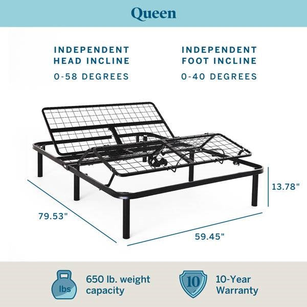 Queen Size Electric Head Foot Adjustable Bed Base with Remote LuxuryLifeWay Online Store