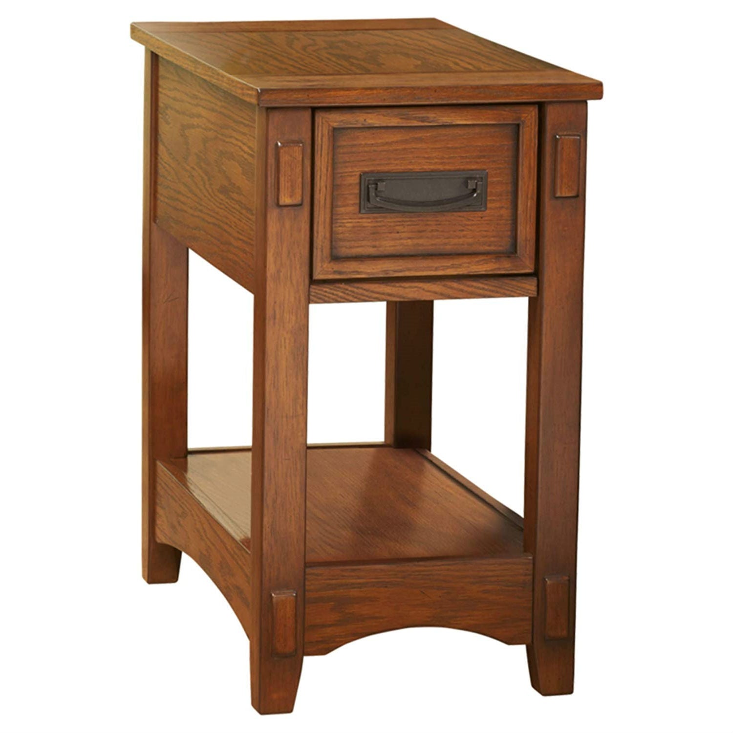 Mission Style 1-Drawer End Table Nightstand in Brown Wood Finish LuxuryLifeWay Online Store