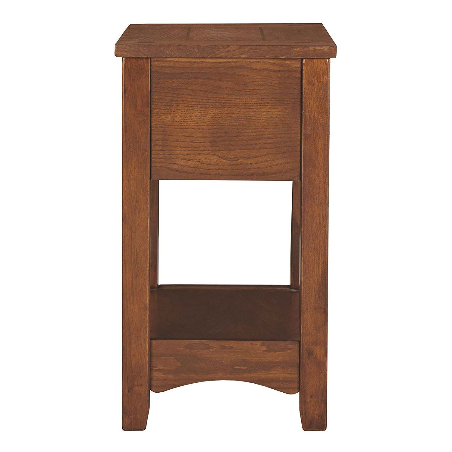 Mission Style 1-Drawer End Table Nightstand in Brown Wood Finish LuxuryLifeWay Online Store