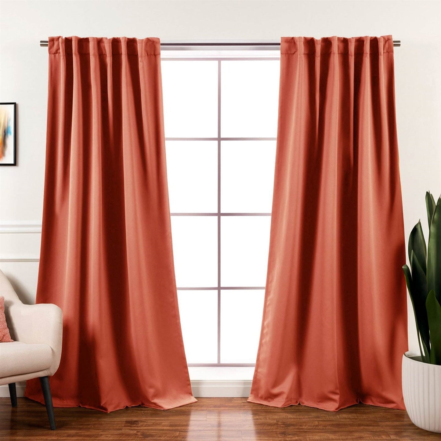 52 x 84 inch Solid Orange Apricot Thermal Blackout Curtain Panels - Set of 2 LuxuryLifeWay Online Store