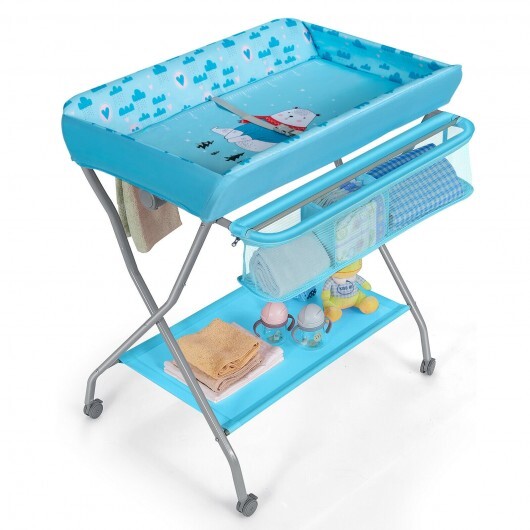 Baby Changing Table with Safety Belt and 4-side Defence-Gray LuxuryLifeWay Online Store