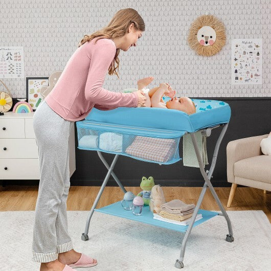 Baby Changing Table with Safety Belt and 4-side Defence-Gray LuxuryLifeWay Online Store