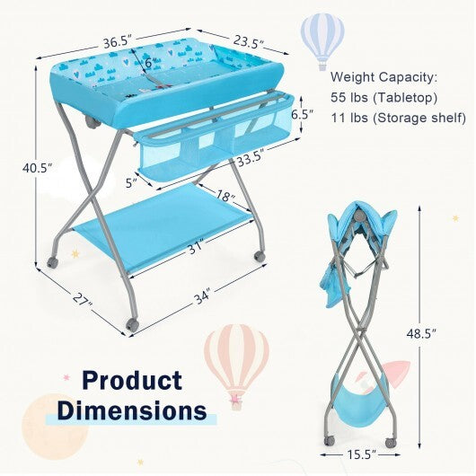 Baby Changing Table with Safety Belt and 4-side Defence-Gray LuxuryLifeWay Online Store
