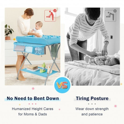 Baby Changing Table with Safety Belt and 4-side Defence-Gray LuxuryLifeWay Online Store