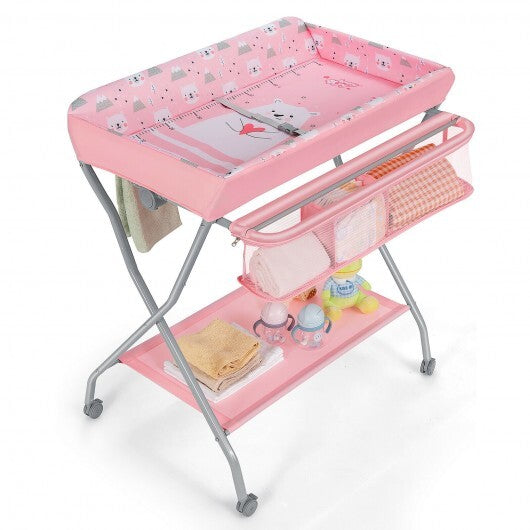 Baby Changing Table with Safety Belt and 4-side Defence-Gray LuxuryLifeWay Online Store