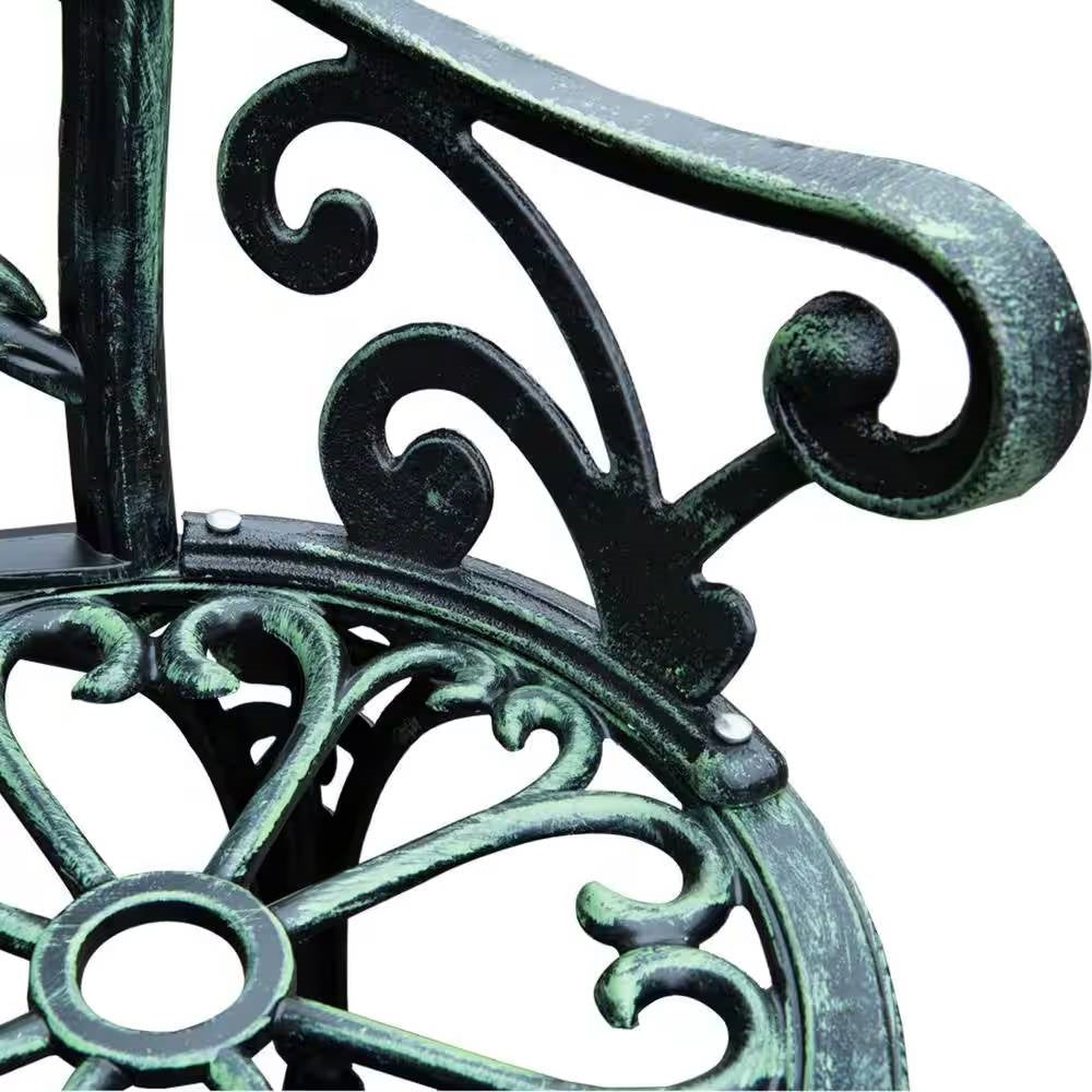 Outdoor Patio 40-inch Garden Bench with Backrest in Antique Green Metal Finish LuxuryLifeWay Online Store