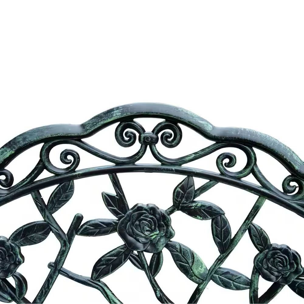 Outdoor Patio 40-inch Garden Bench with Backrest in Antique Green Metal Finish LuxuryLifeWay Online Store