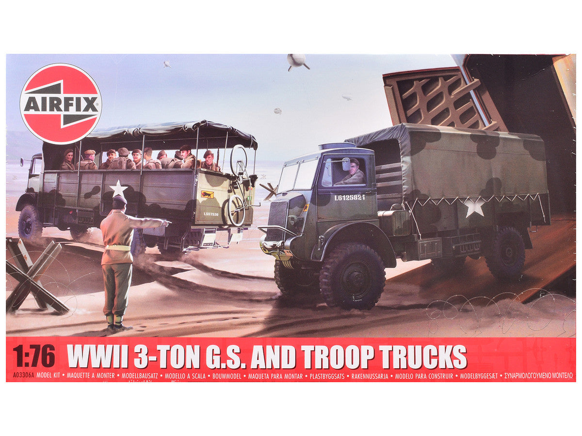 Level 2 Model Kit WWII 3-Ton General Service and Troop Trucks 1/76 Plastic Model Kit by Airfix LuxuryLifeWay Online Store