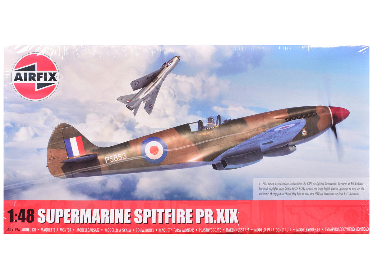 Level 2 Model Kit Supermarine Spitfire PR.XIX Fighter Aircraft with 3 Scheme Options 1/48 Plastic Model Kit by Airfix LuxuryLifeWay Online Store