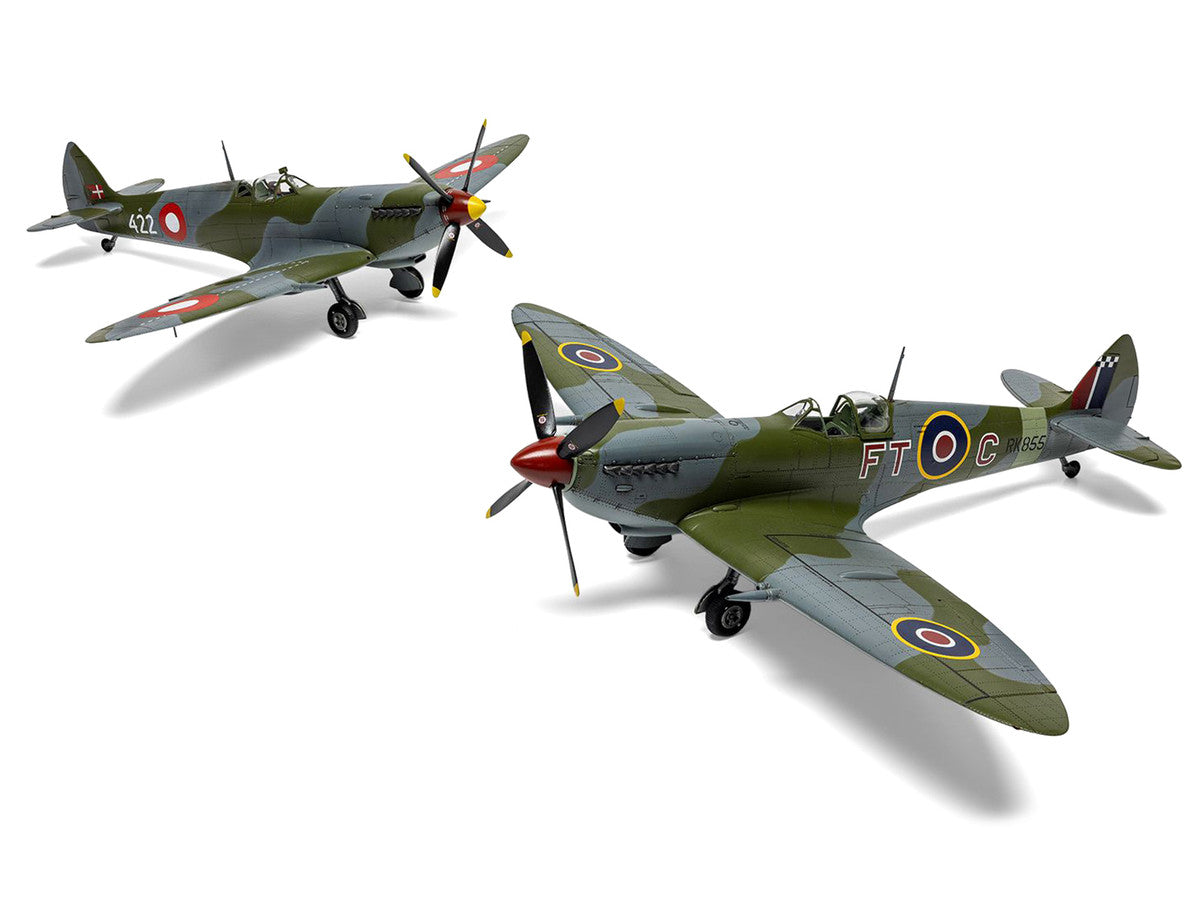 Level 2 Model Kit Supermarine Spitfire Mk.IXe Fighter Aircraft with 3 Scheme Options 1/48 Plastic Model Kit by Airfix LuxuryLifeWay Online Store