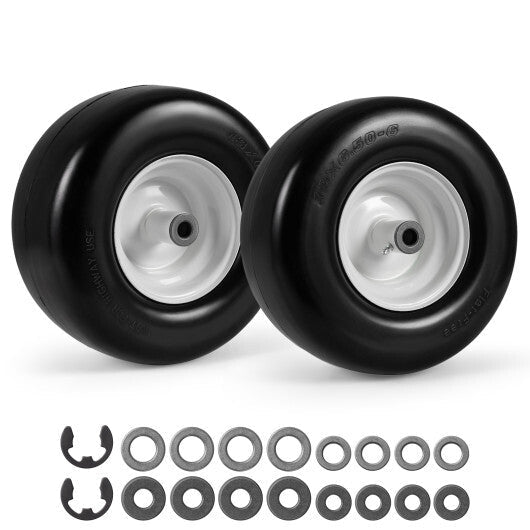 13 x 6.50-6 Flat Free Tires and Wheels 2 Pack Solid Rubber Tires-White LuxuryLifeWay Online Store