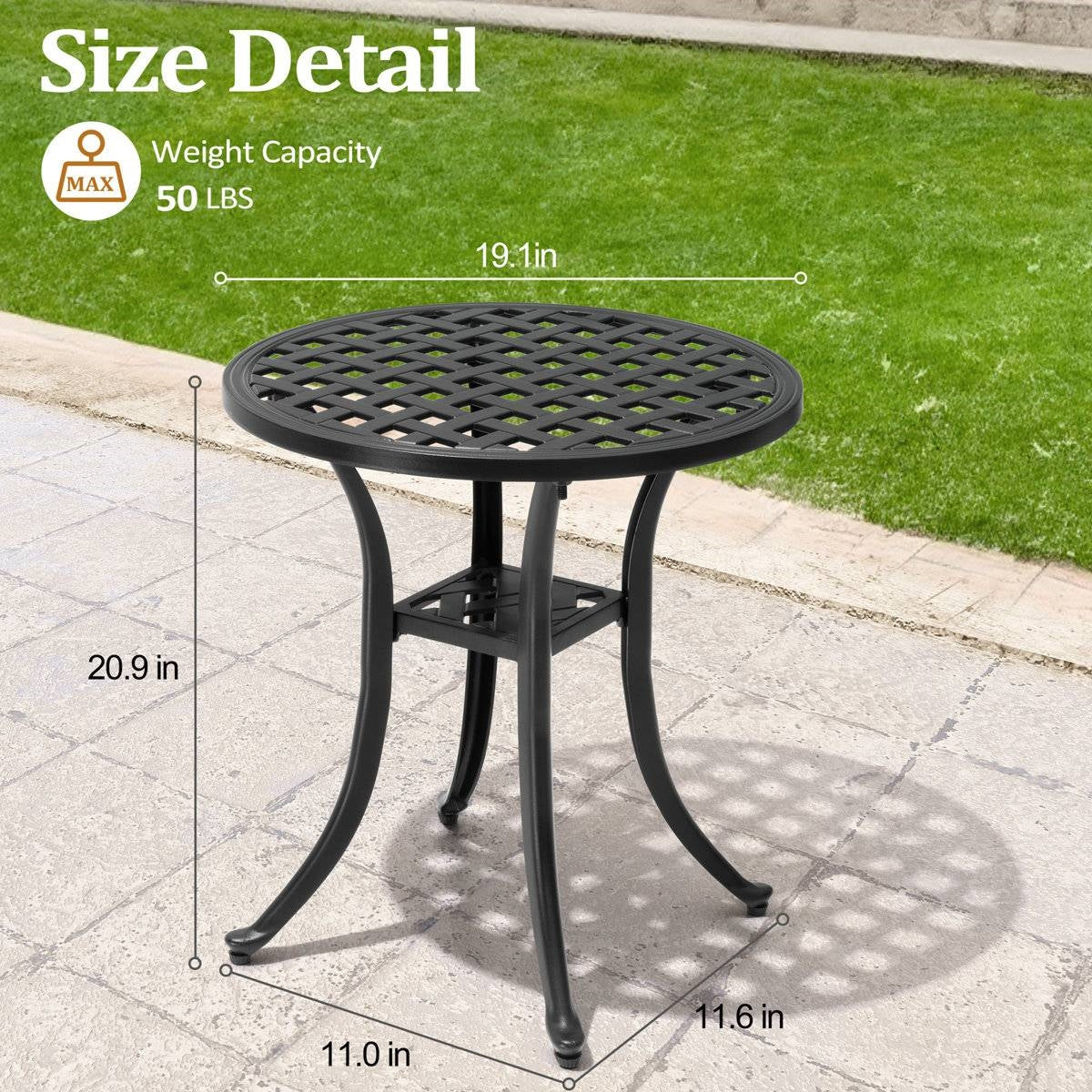 Round Weather Resistant Black Powder Coated Aluminum Outdoor Patio Bistro Table LuxuryLifeWay Online Store