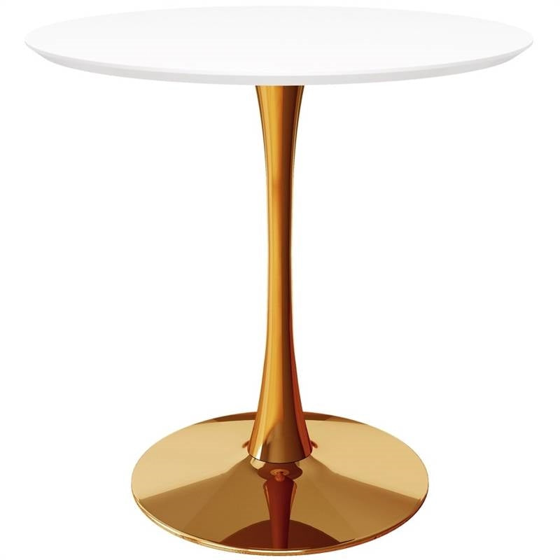 Modern Classic 36-inch Round Pedestal Dining Table with White Top and Gold Base LuxuryLifeWay Online Store