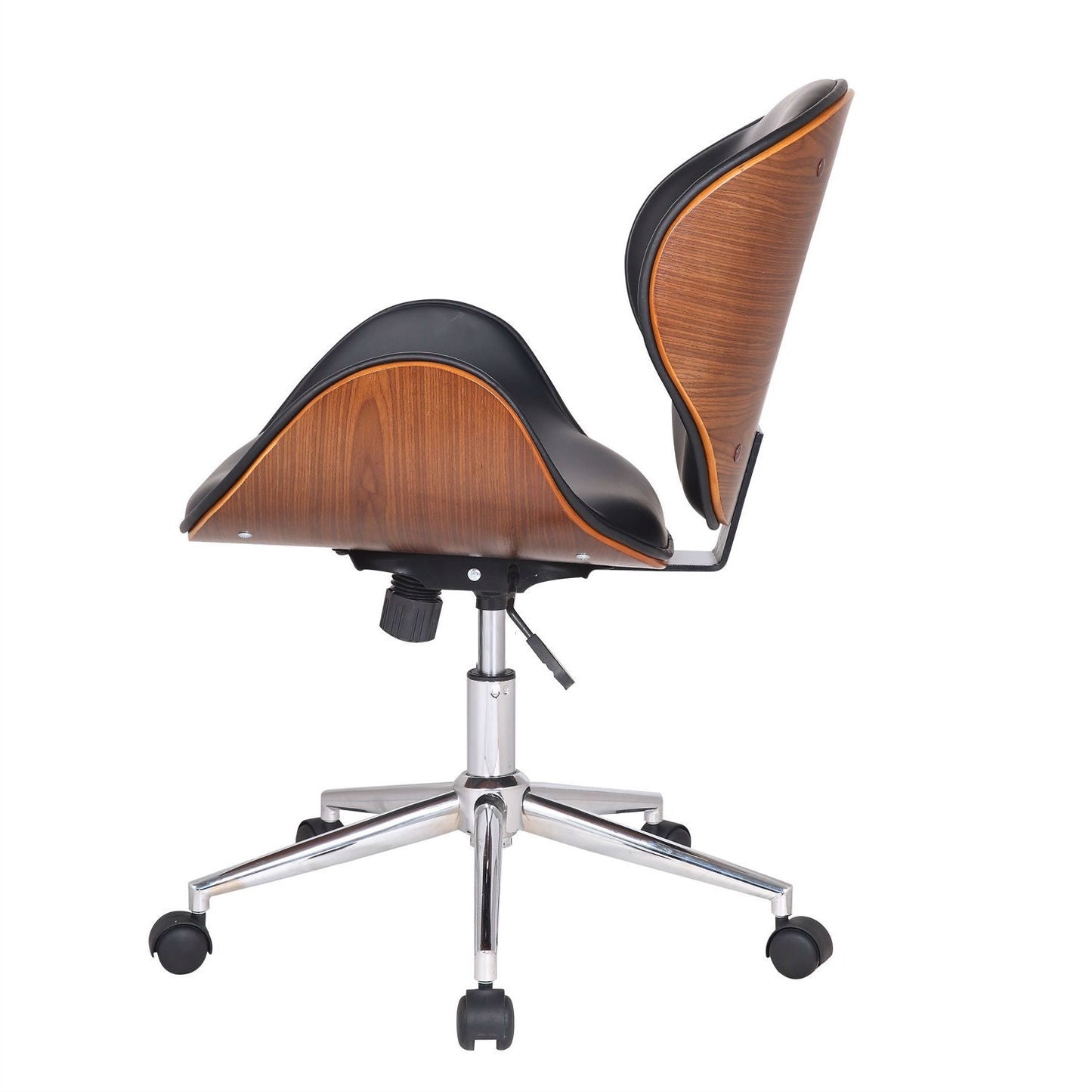Modern Classic Walnut / Black Faux Leather Office Chair with Curved Seat LuxuryLifeWay Online Store