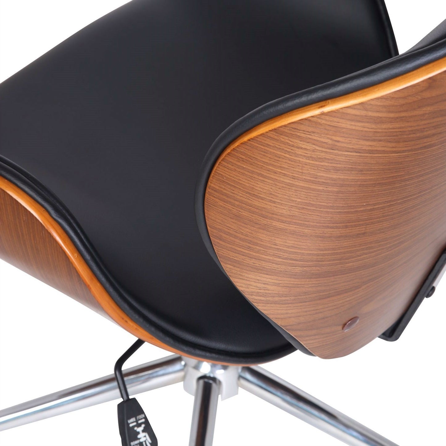 Modern Classic Walnut / Black Faux Leather Office Chair with Curved Seat LuxuryLifeWay Online Store