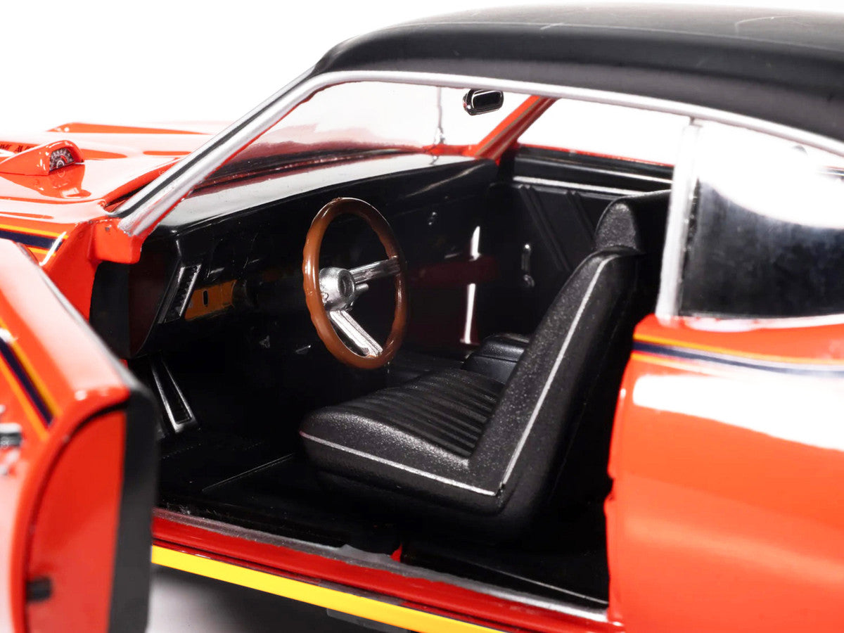 1969 Pontiac GTO Judge Carousel Red with Black Stripes and Black Vinyl Top "Mecum Auctions" "American Muscle" Series 1/18 Diecast Model Car by Auto World LuxuryLifeWay Online Store