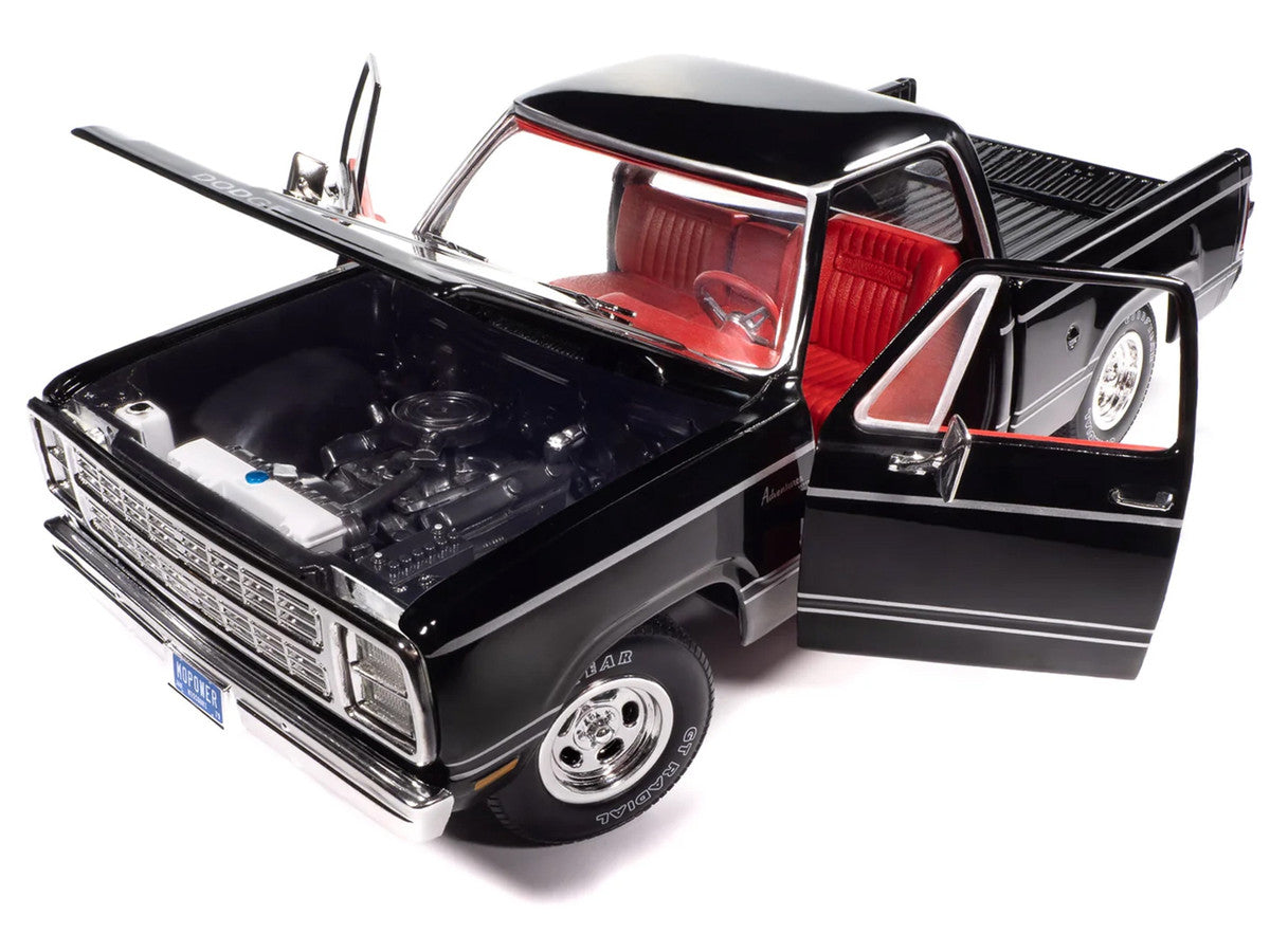 1979 Dodge Adventurer Sweptline Pickup Truck Black with Red Interior "American Muscle" Series 1/18 Diecast Model Car by Auto World LuxuryLifeWay Online Store